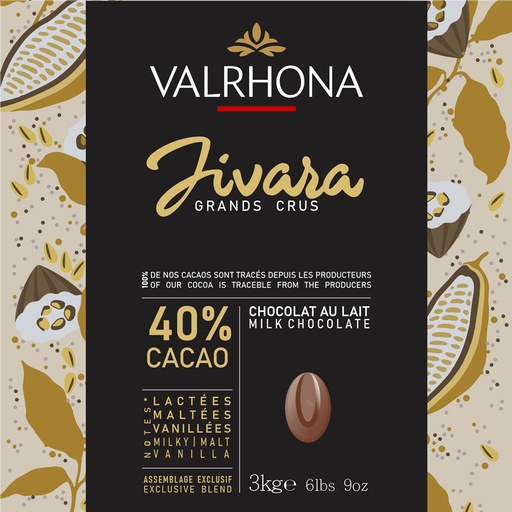 VALRHONA JIVARA 40% MILK CHOCOLATE 3KG BAG