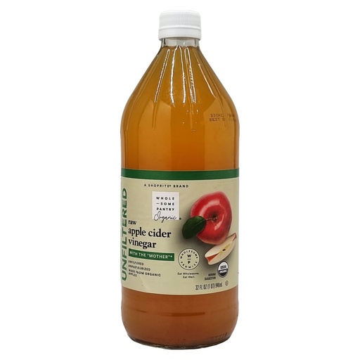 WHOLESOME PANTRY ORGANIC UNFILTERED RAW APPLE CIDER VINEGAR WITH THE MOTHER 946ML
