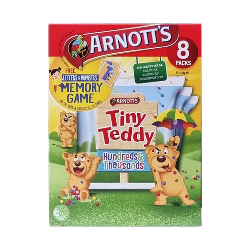 ARNOTT'S TINY TEDDY HUNDREDS & THOUSANDS 8'S 184G