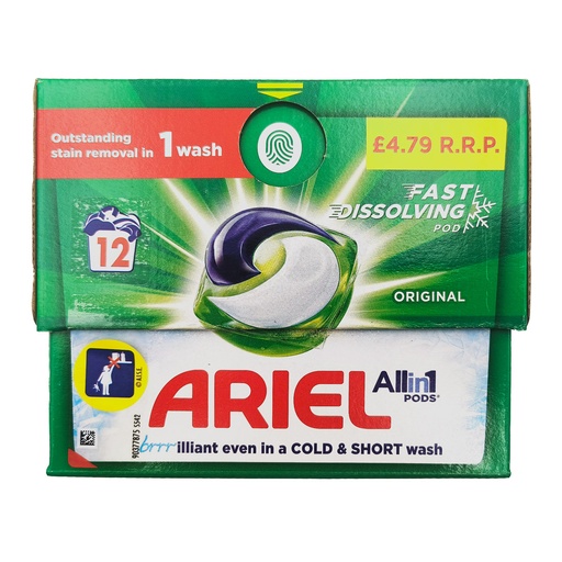 ARIEL ORIGINAL ALL IN 1 LAUNDRY PODS 12'S WASH