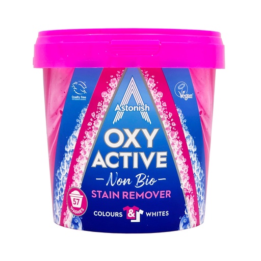 ASTONISH OXY ACTIVE NON BIO COLOUR & WHITE STAIN REMOVER 1.25KG