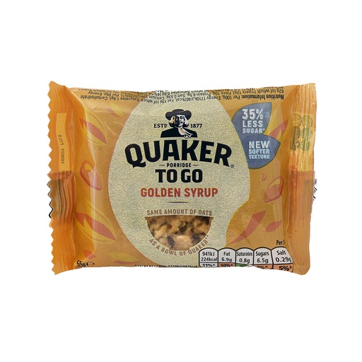 QUAKER PORRIDGE TO GO GOLDEN SYRUP 55G
