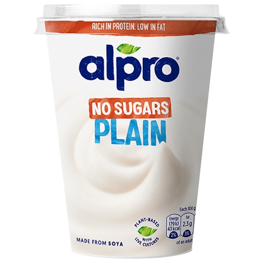 ALPRO NO SUGARS PLAIN YOGURT ALTERNATIVE 500G