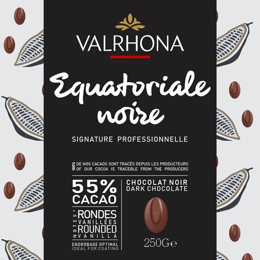 VALRHONA EQUATORIALE NOIRE 55% DARK CHOCOLATE 250G
