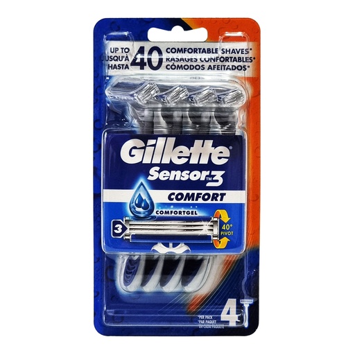 GILLETTE SENSOR 3 4'S SMOOTH DISPOSABLE RAZOR