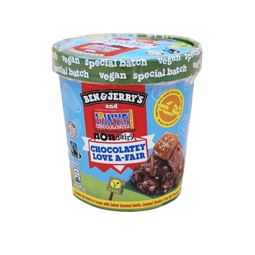 BEN & JERRYS ICE CREAM NON-DAIRY CHOCOLATEY LOVE A-FAIR 465 ML