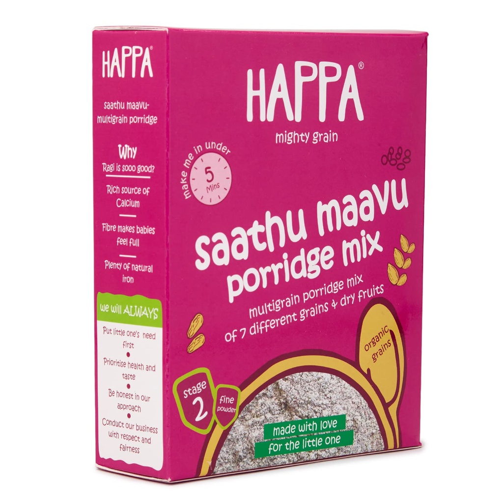 HAPPA ORGANIC CEREAL SPROUTED MULTIGRAIN MIX (SATHU MAAVU) 200G