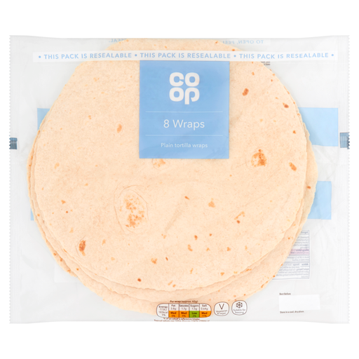 [25551] CO-OP 8 PLAIN TORTILLA WRAPS 502G