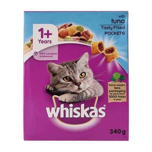 WHISKAS DRY CAT FOOD WITH TUNA 340G