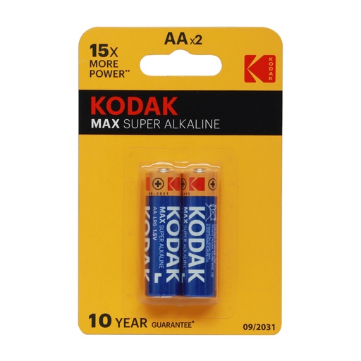 KODAK MAX SUPER ALKALINE AA BATTERY 2'S PACK