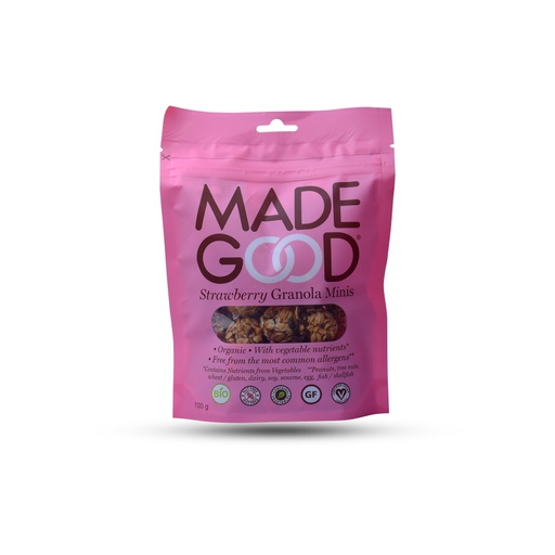 MADEGOOD GLUTEN FREE STRAWBERRY GRANOLA MINIS 100G