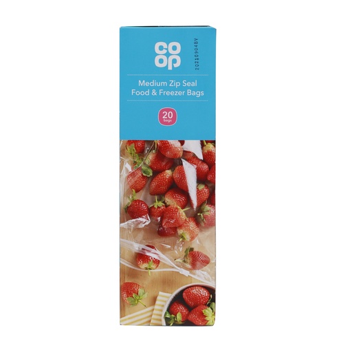 CO-OP MEDIUM ZIP SEAL FOOD & FREEZER BAGS 20 BAGS