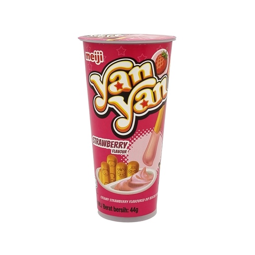 MEIJI YAN YAN CREAMY STRAWBERRY FLAVOURED DIP BISCUIT SNACK 50G